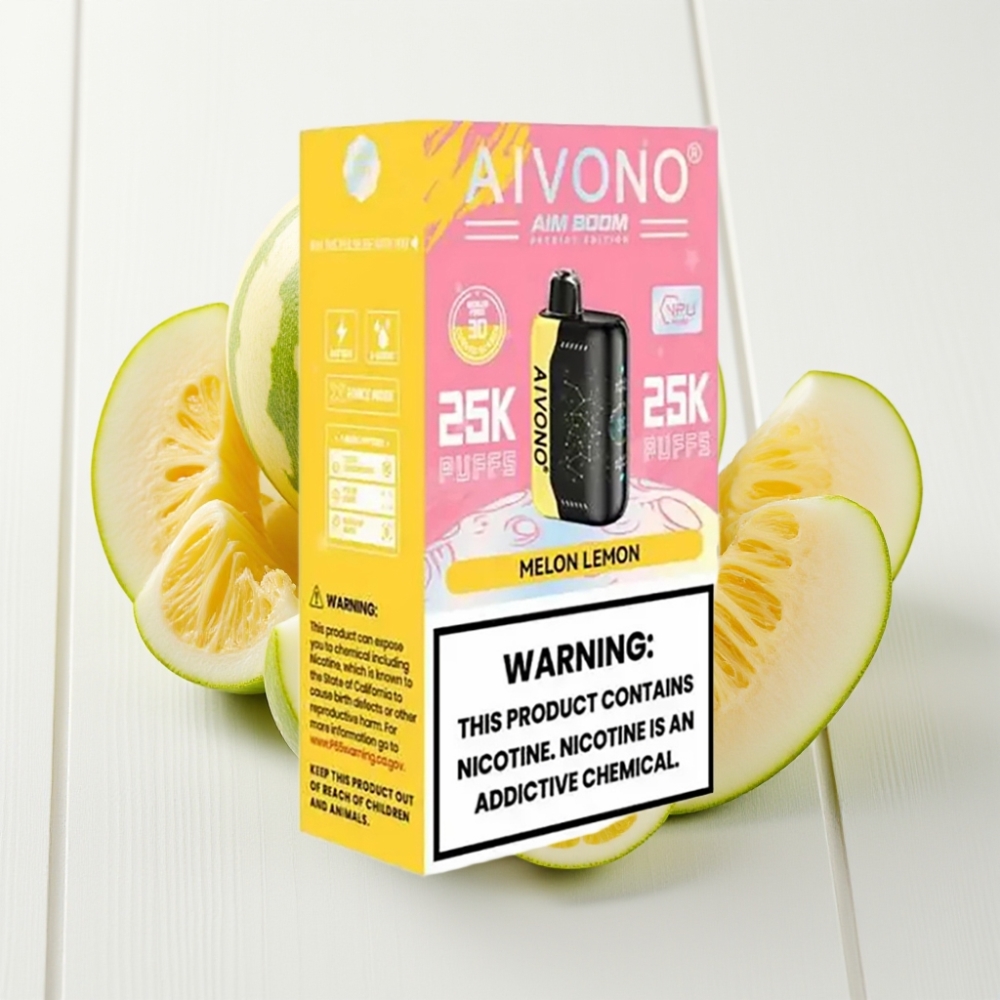 Aivono AIM BOOM 25000 Puffs Disposable Vape Melão Limão 28ml 650mAh Tipo-C