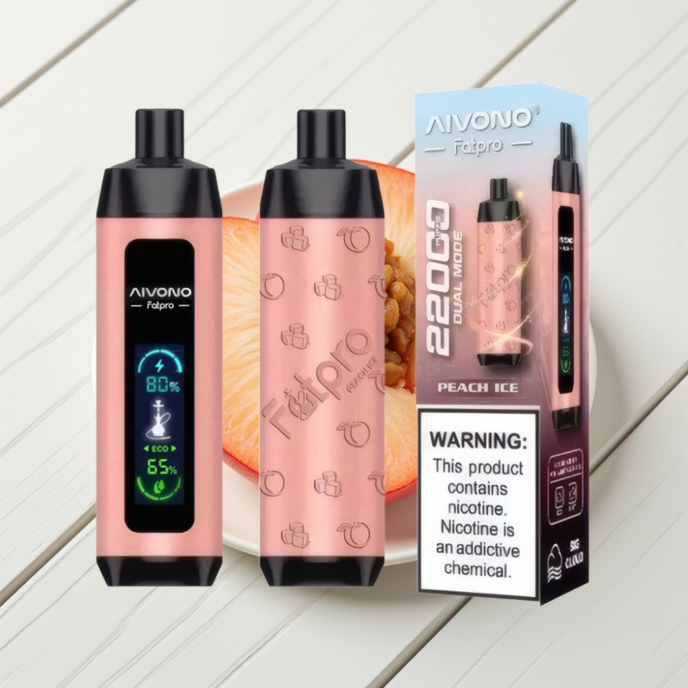 Aivono AIM FATPRO 22000 Puffs Recarregável 28ml Pêssego Gelo Eco/Boost 0,6ohm