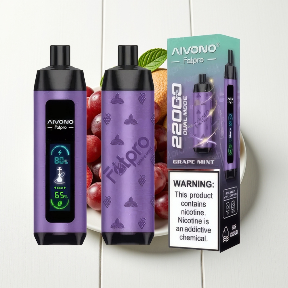 Aivono AIM FATPRO 22000 Puffs Recarregável Sabor Uva Menta 28ml Eco/Boost
