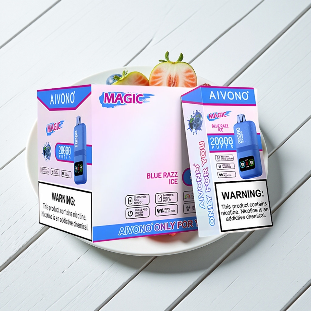 Aivono AIM MAGIC 20000 Puffs Vape Descartável Blue Razz Ice, 26ml, Tipo-C Recarregável