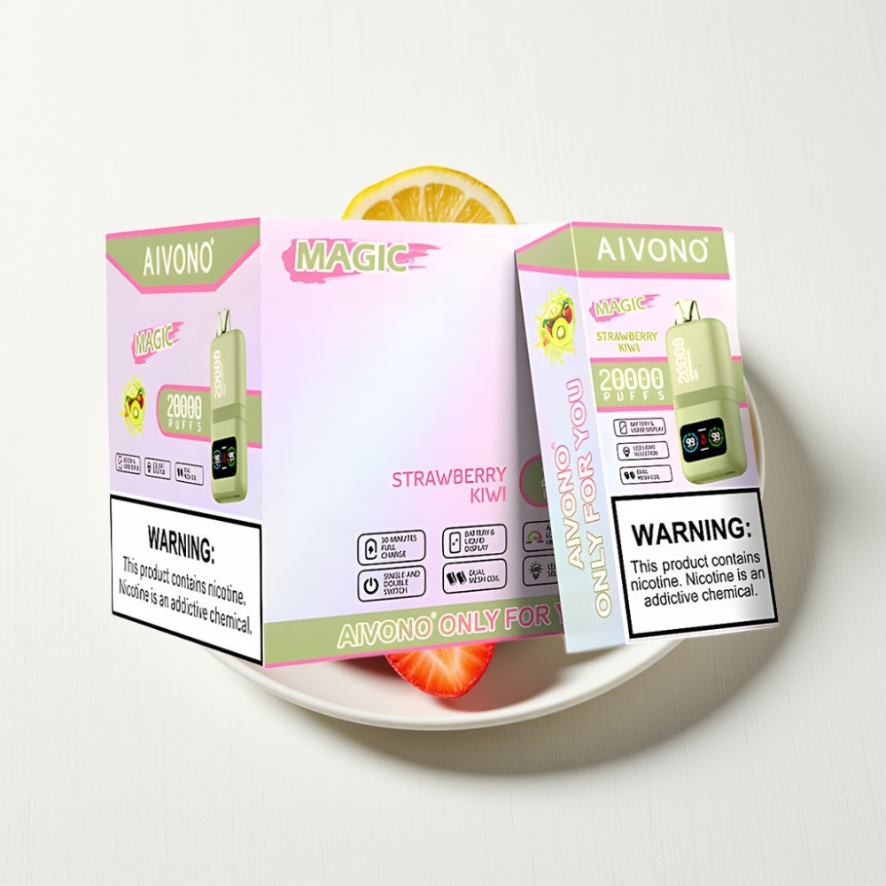 Aivono Aim Magic 20000 Puffs Disposable Vape morango kiwi 26ml Recarregável Tipo-C