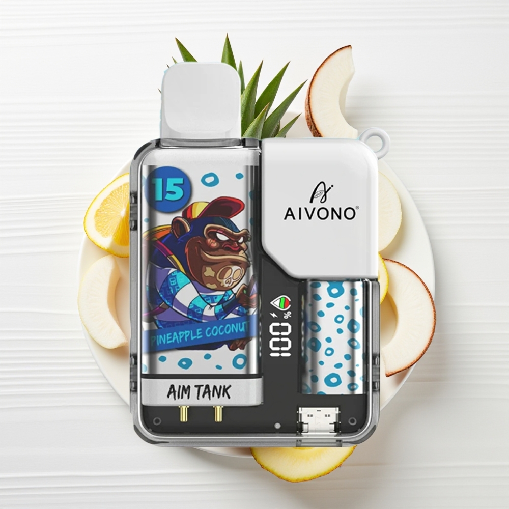 Aivono AIM-TANK 9500 Puffs 18ml LCD 1.2ohm Sabor Abacaxi Coco