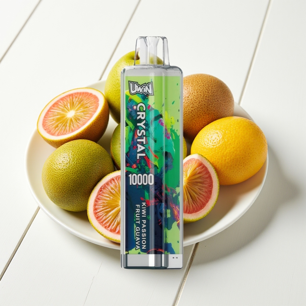 UWIN Crystal 10000 Puffs Vape Descartável Kiwi Maracujá Goiaba com RGB, 18ml, 650mAh