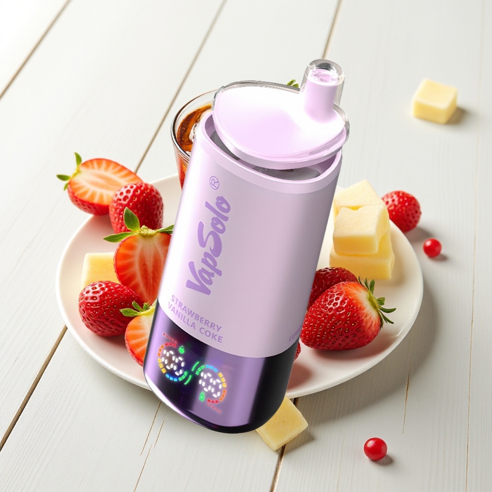 VapSolo Triple 30000 Puffs 40ml Morango Baunilha Coca-Cola Tipo-C 3 Tanques