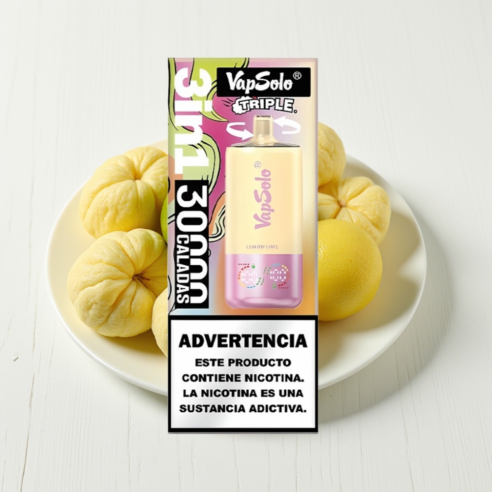 VapSolo Triple 30000 Puffs Descartável Sabor Limão Lima 40ml Tipo-C