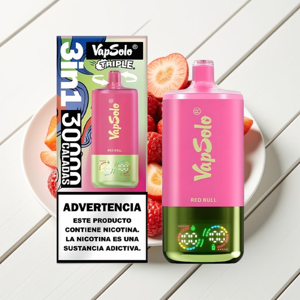 VapSolo Triple 30000 Puffs Descartável Sabor Red Bull 40ml Tipo-C