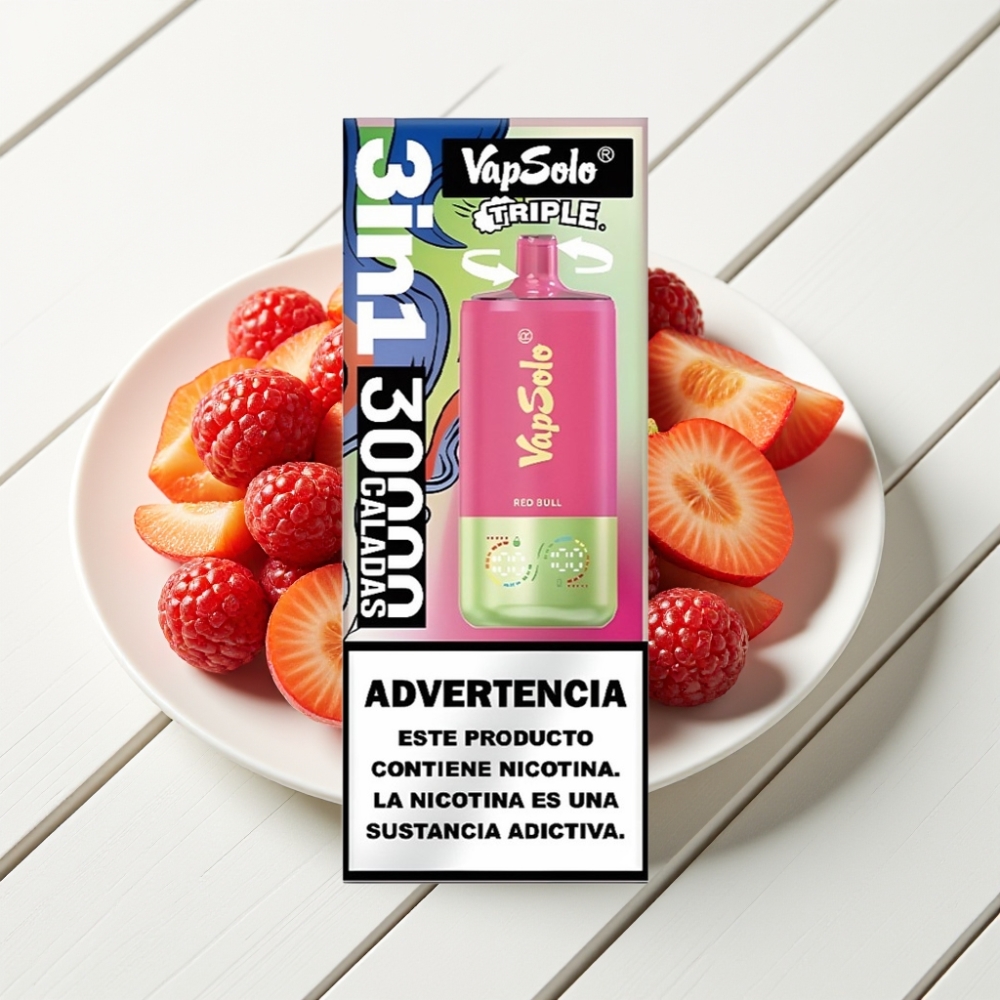 VapSolo Triple 30000 Puffs Descartável Sabor Red Bull 40ml Tipo-C