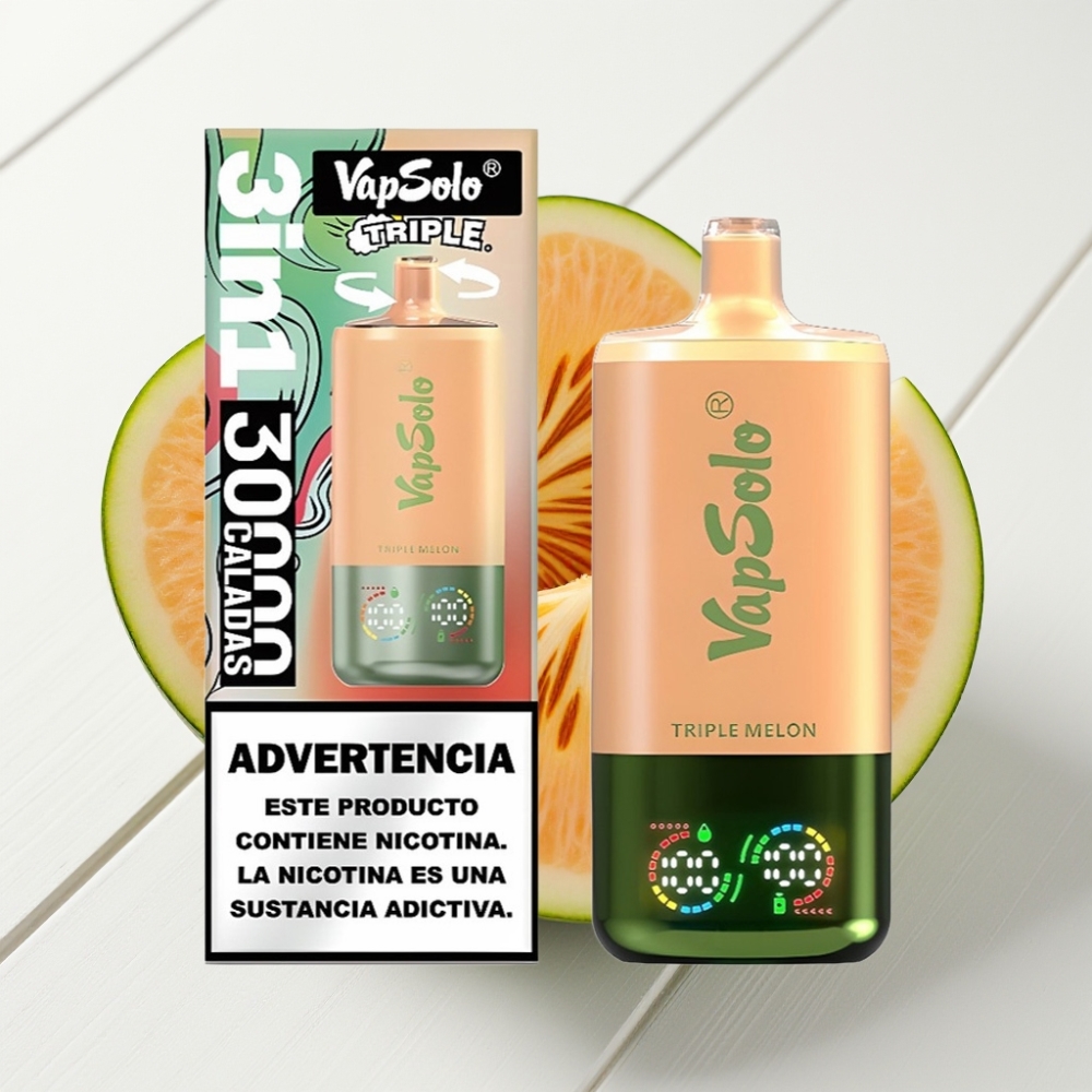 VapSolo Triple 30000 Puffs Disposable Vape Melão Triplo 40ml Type-C