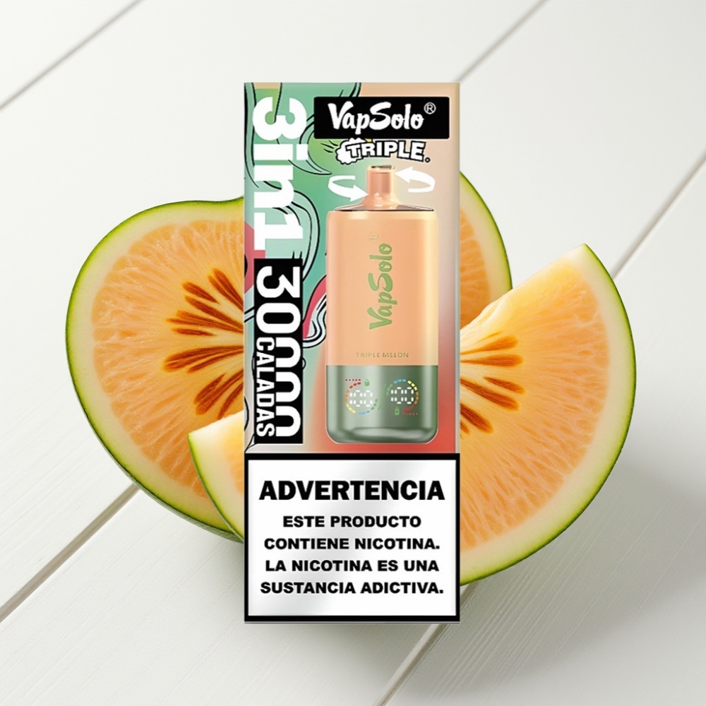 VapSolo Triple 30000 Puffs Disposable Vape Melão Triplo 40ml Type-C