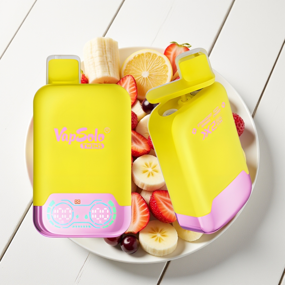 Vapsolo Twins 20000 Puffs Disposable Vape Morango Banana & Cereja Fizzy – 40ml, Tipo-C