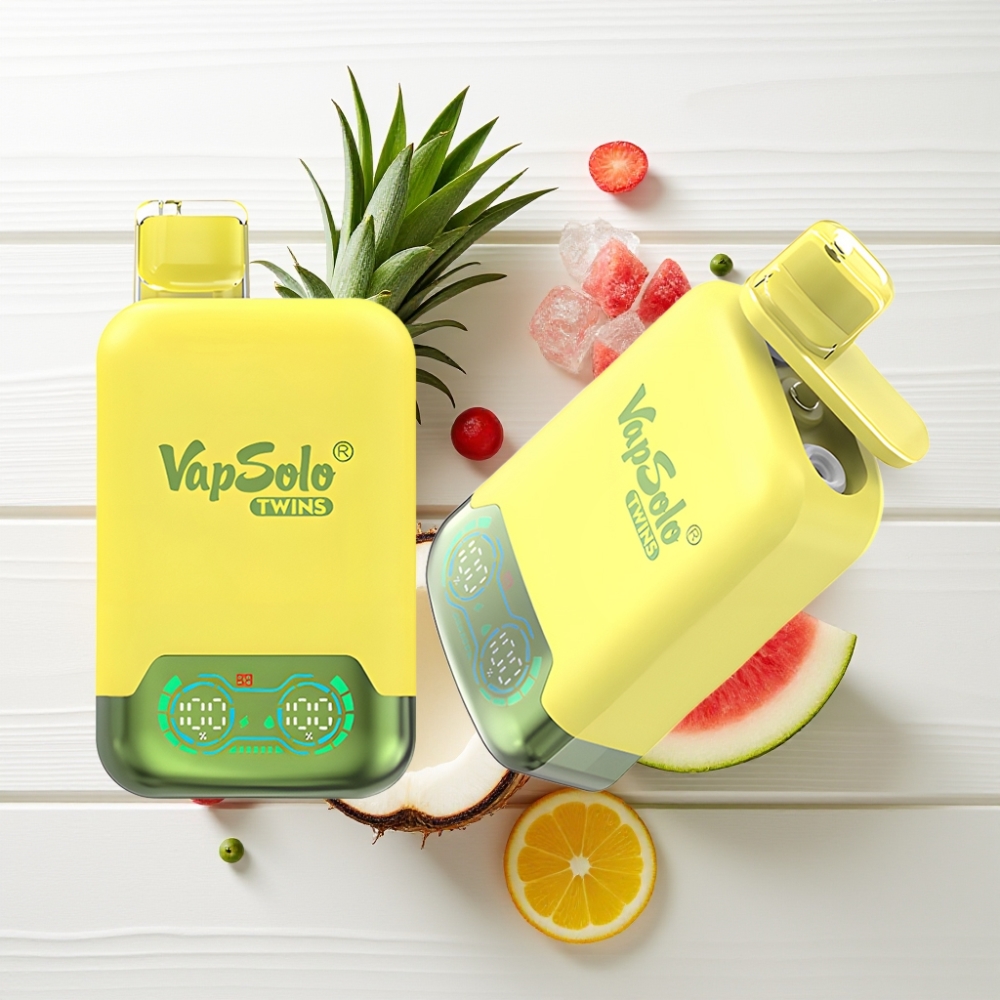 Vapsolo Twins 20000 Puffs Reutilizável Sabor Abacaxi Coco & Melancia Gelo, 40ml