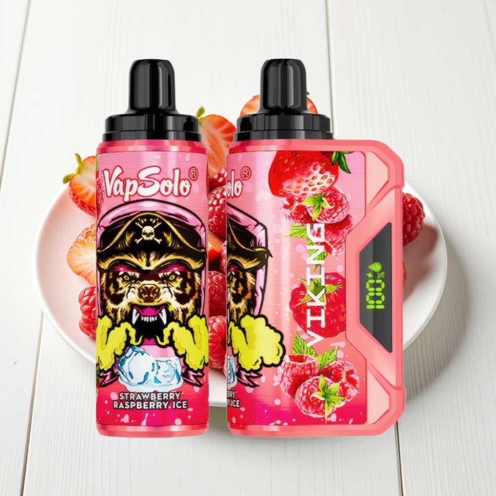 VapSolo VIKING 12000 Puffs Descarga Tipo-C Morango Framboesa Gelo 22ml