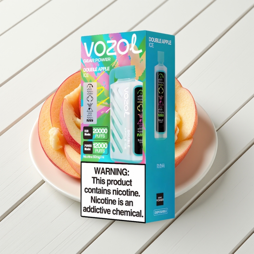 VOZOL Gear Power 20000 Puffs Maçã Dupla Ice com Tela Cheia e Dual Mesh Coil
