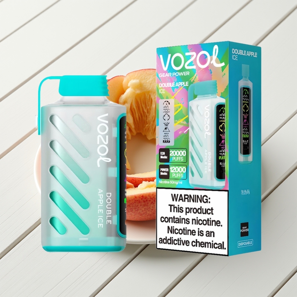 VOZOL Gear Power 20000 Puffs Maçã Dupla Ice com Tela Cheia e Dual Mesh Coil