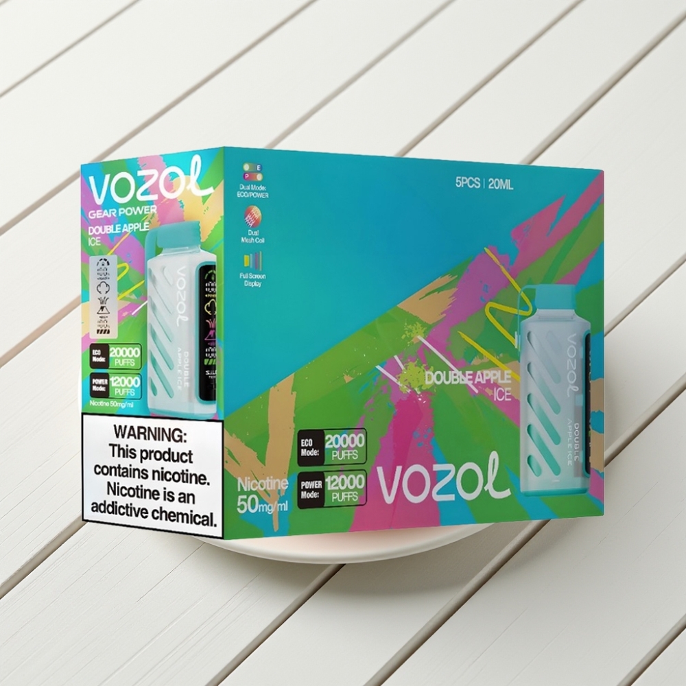 VOZOL Gear Power 20000 Puffs Maçã Dupla Ice com Tela Cheia e Dual Mesh Coil