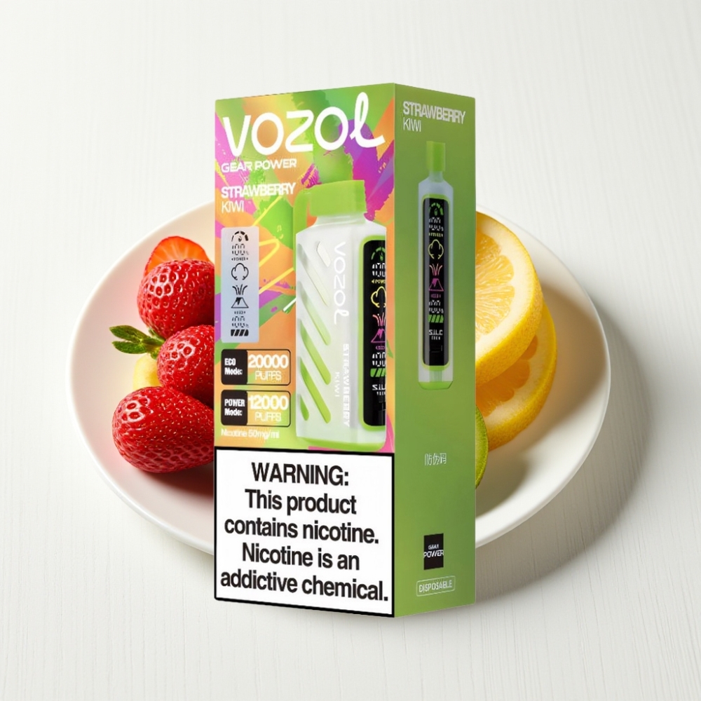 VOZOL Gear Power 20000 Puffs Morango Kiwi Tela Cheia Dual Mesh Coil 20mL 5%