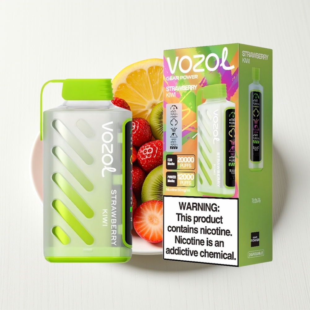 VOZOL Gear Power 20000 Puffs Morango Kiwi Tela Cheia Dual Mesh Coil 20mL 5%