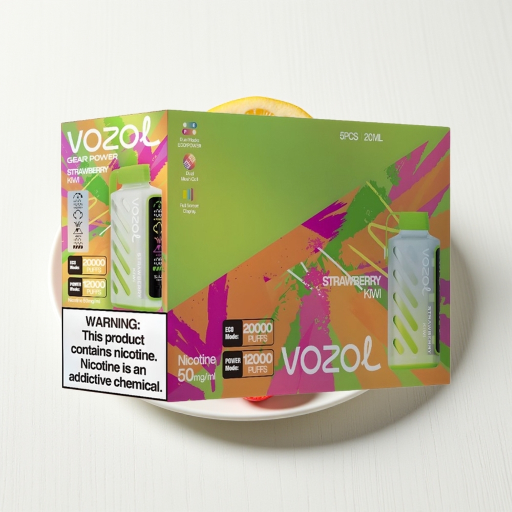 VOZOL Gear Power 20000 Puffs Morango Kiwi Tela Cheia Dual Mesh Coil 20mL 5%