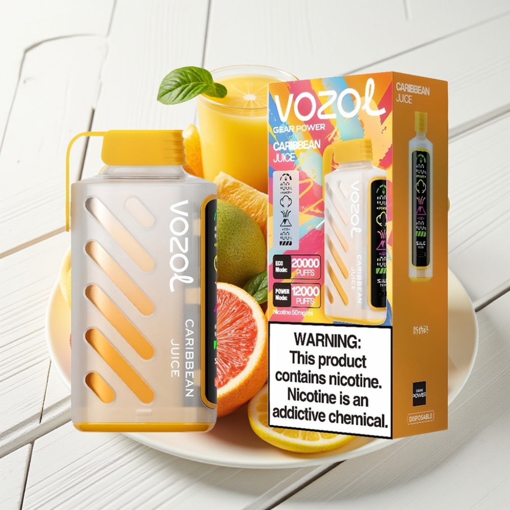 VOZOL Gear Power 20000 Puffs Suco Caribenho Tela Inteira Dual Mesh Coil 20mL 50mg