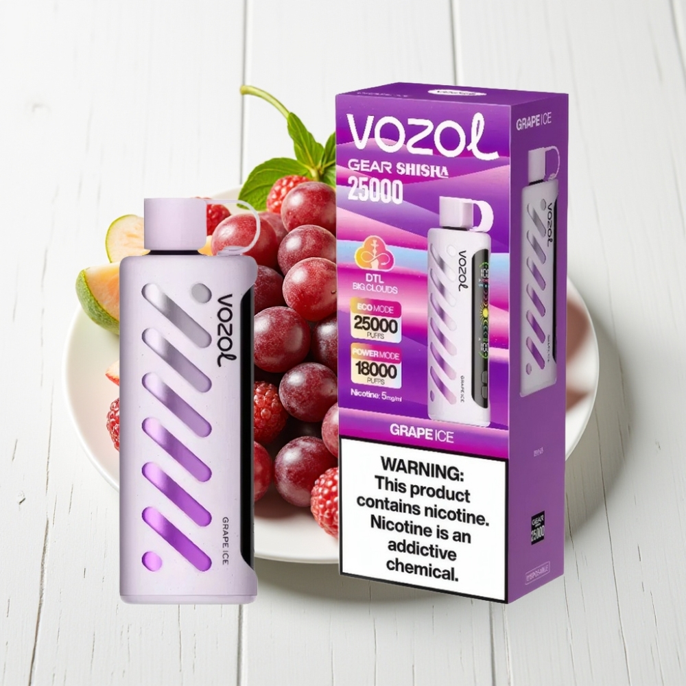 VOZOL Gear Shisha 25000 Puffs Dual Mesh S.i.L.C Tech Uva Gelo 5mg/ml
