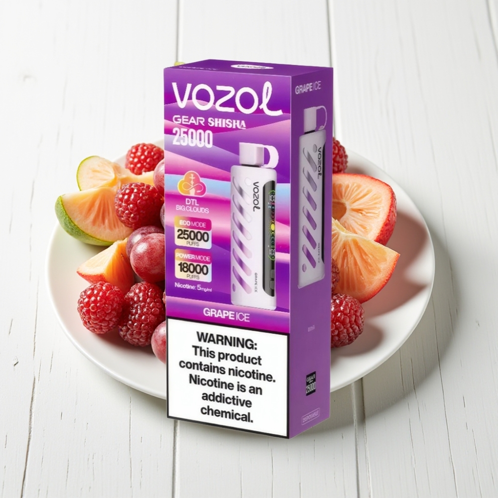VOZOL Gear Shisha 25000 Puffs Dual Mesh S.i.L.C Tech Uva Gelo 5mg/ml