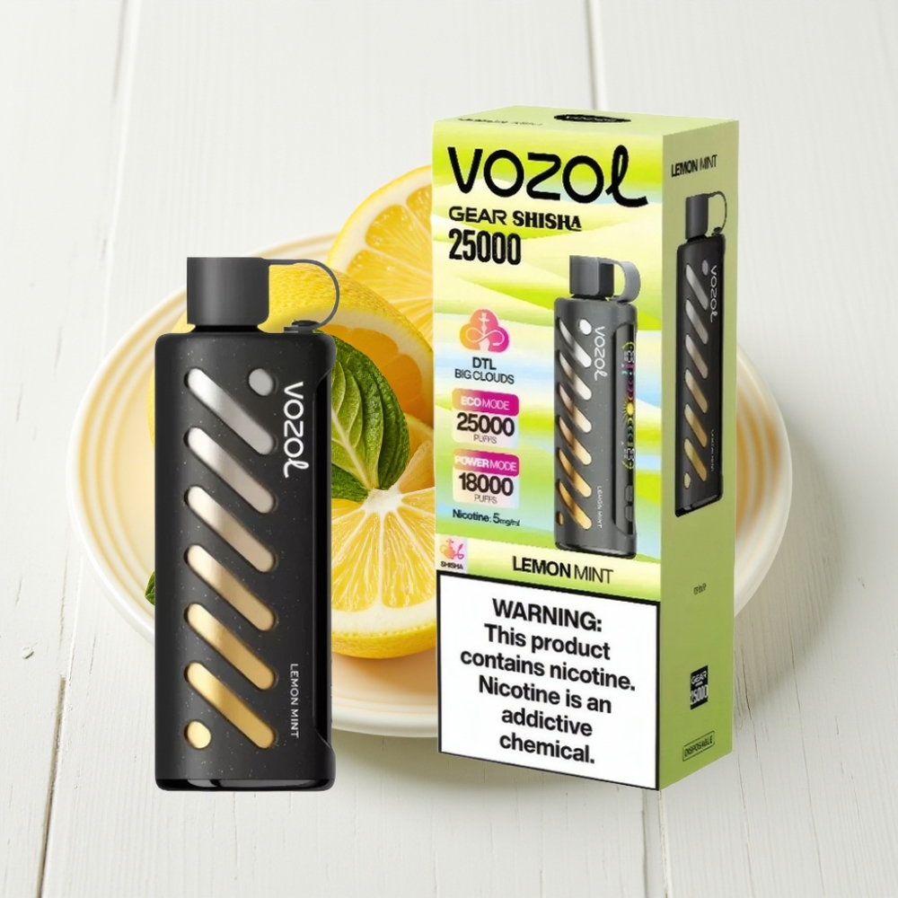 VOZOL Gear Shisha 25000 Puffs Limão Hortelã S.i.L.C Tech Dual Mesh 1000mAh