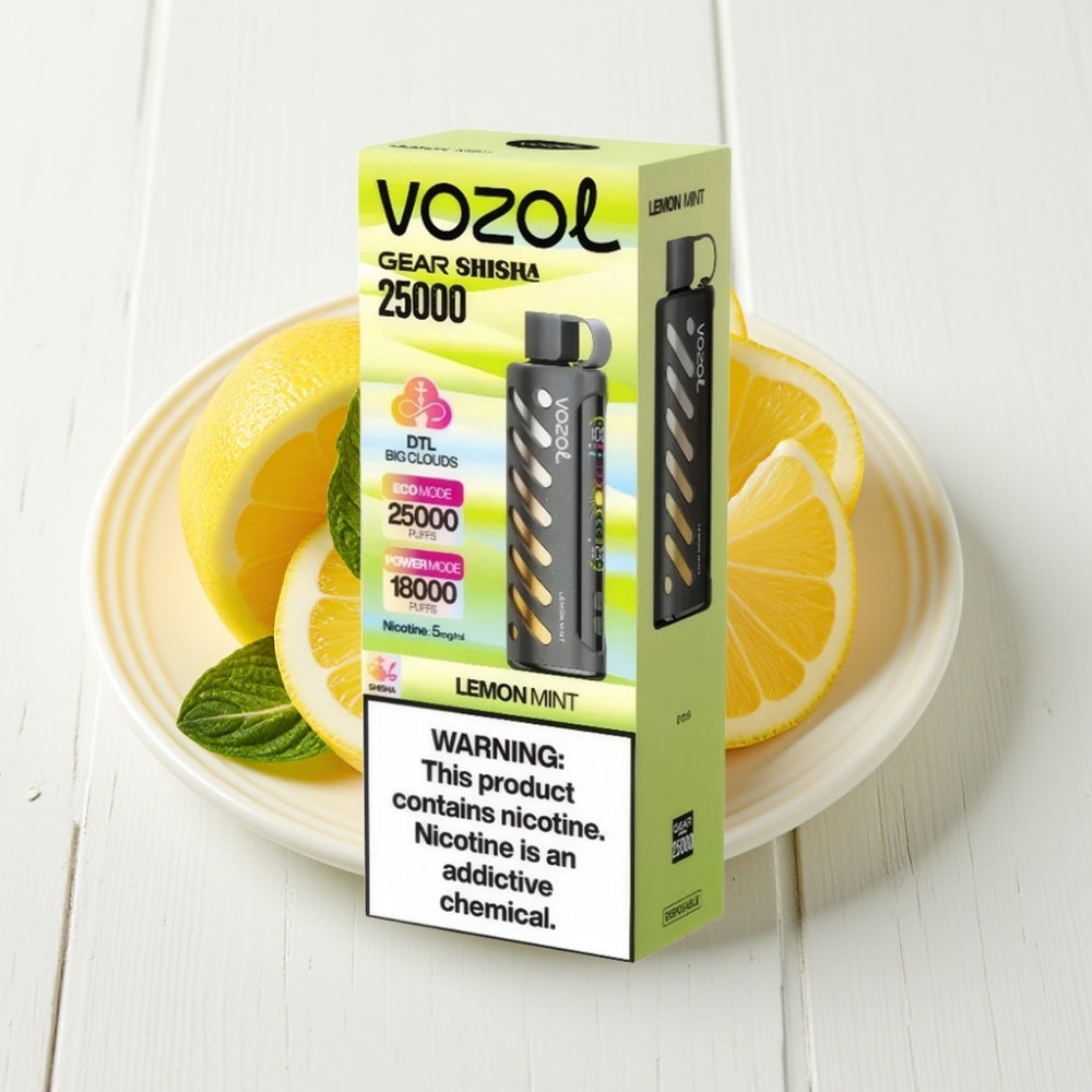 VOZOL Gear Shisha 25000 Puffs Limão Hortelã S.i.L.C Tech Dual Mesh 1000mAh