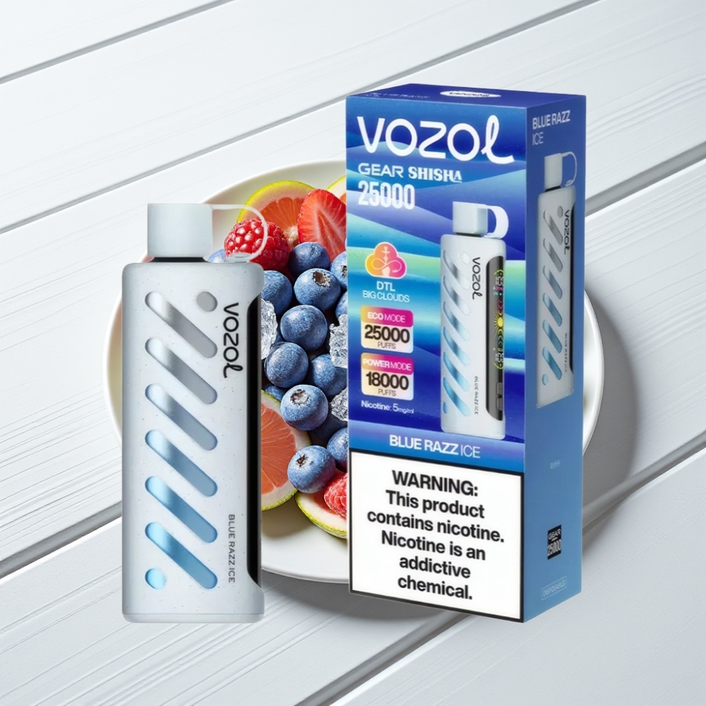 VOZOL Gear Shisha 25000 Puffs S.i.L.C Tech Dual Mesh Blue Razz Ice 5mg/ml