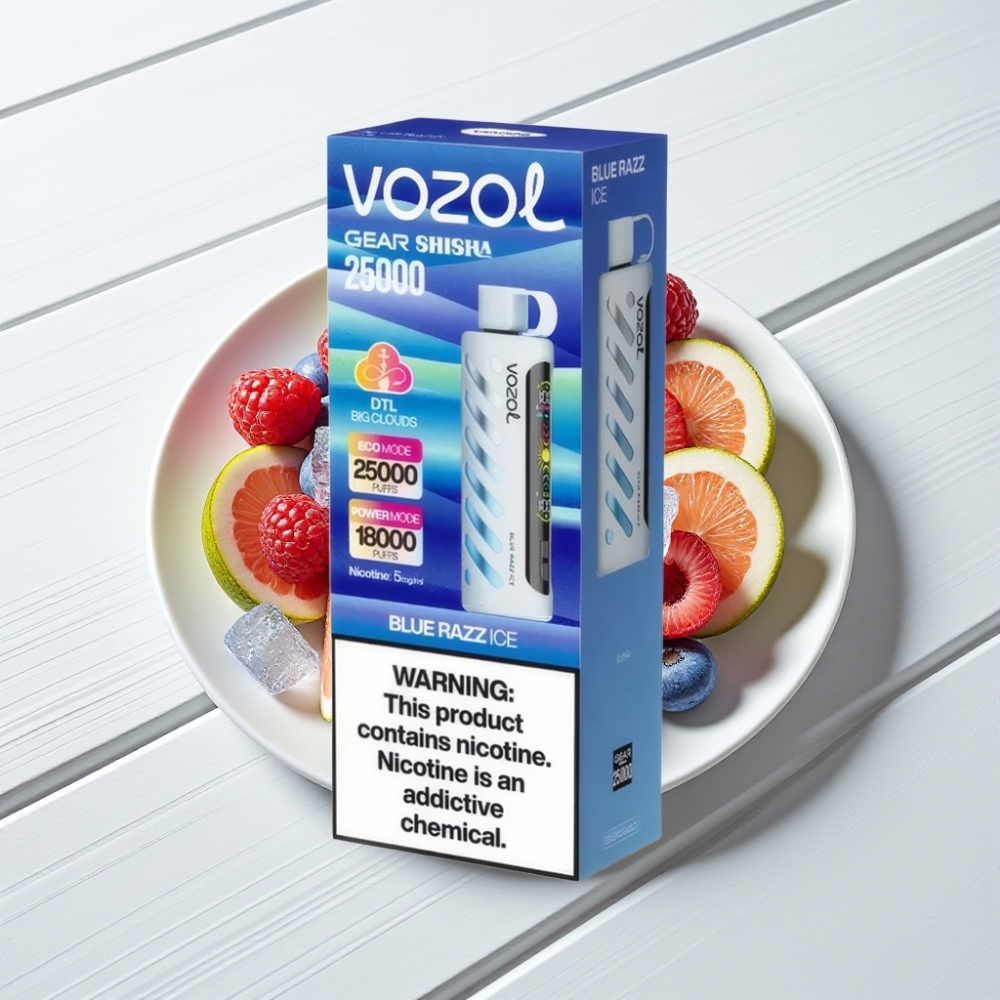 VOZOL Gear Shisha 25000 Puffs S.i.L.C Tech Dual Mesh Blue Razz Ice 5mg/ml