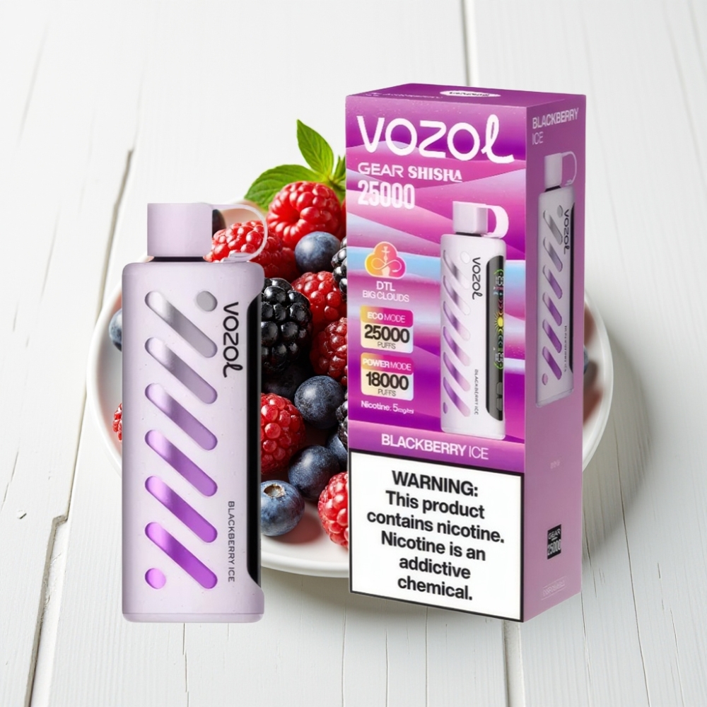 VOZOL Gear Shisha 25000 Puffs S.i.L.C Tech Dual Mesh Manga Negra Gelo