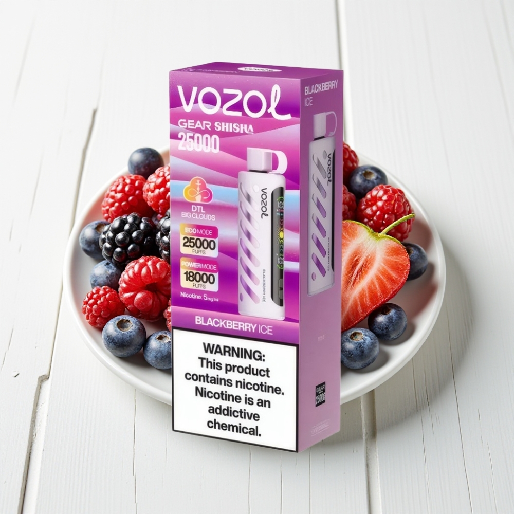 VOZOL Gear Shisha 25000 Puffs S.i.L.C Tech Dual Mesh Manga Negra Gelo