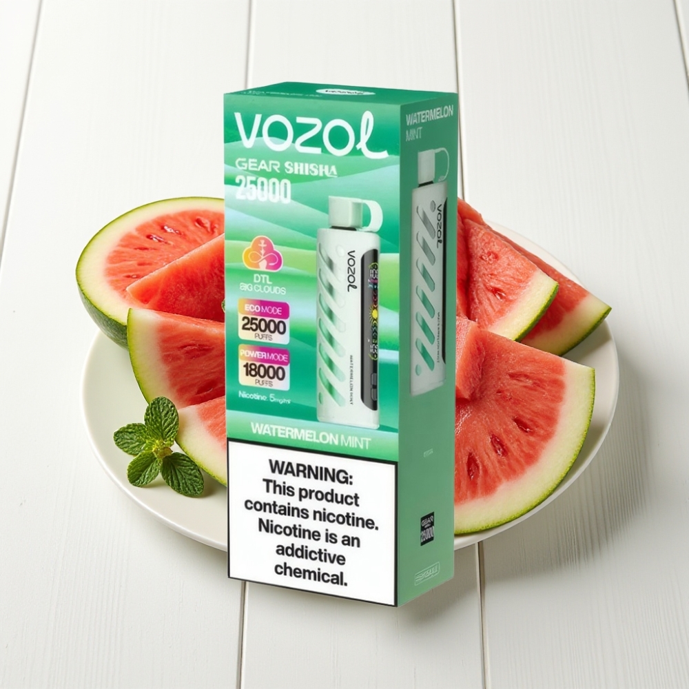 VOZOL Gear Shisha 25000 Puffs Sabor Melancia Hortelã Dual Mesh 1000mAh