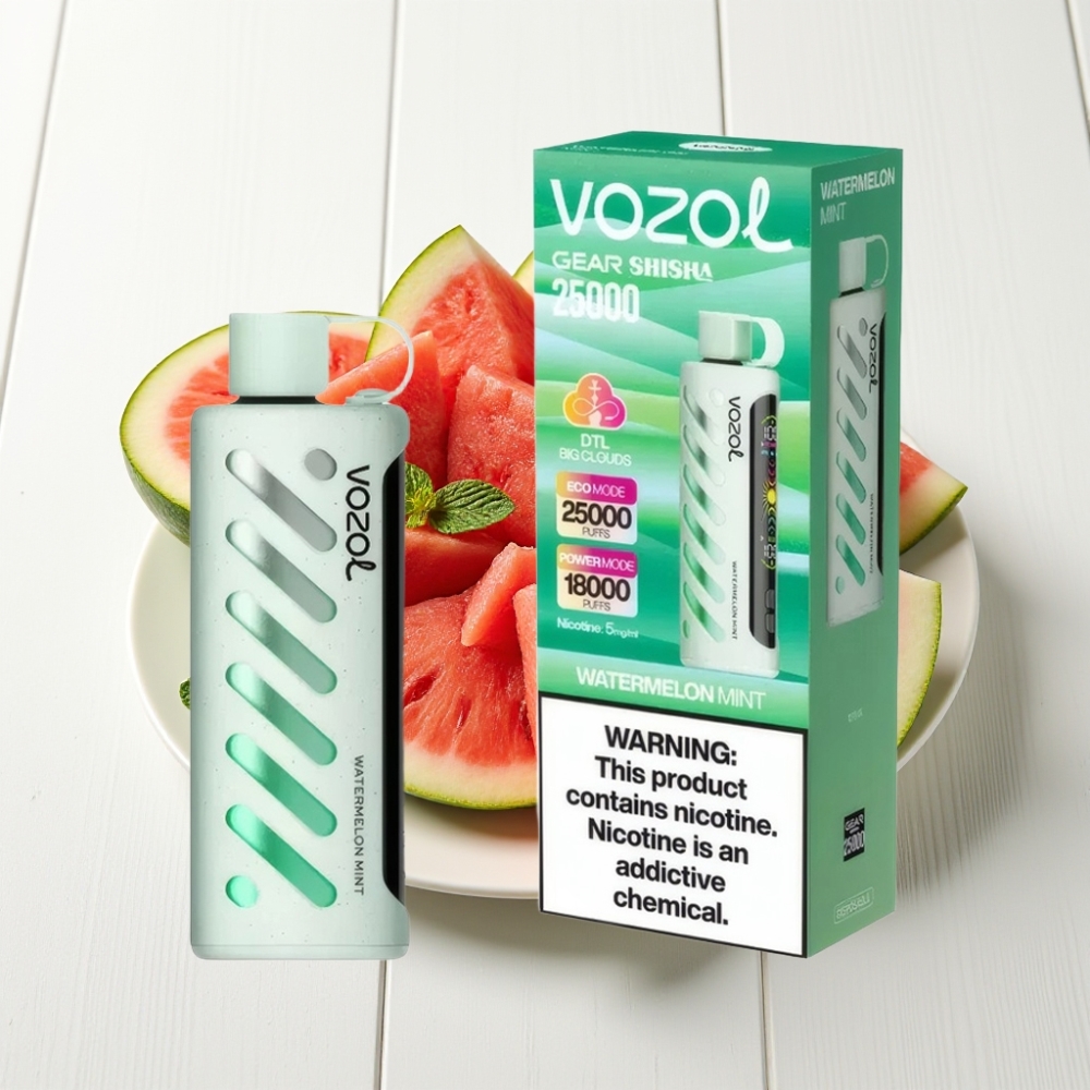VOZOL Gear Shisha 25000 Puffs Sabor Melancia Hortelã Dual Mesh 1000mAh