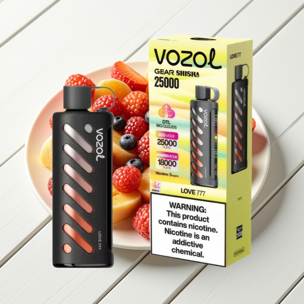 VOZOL Gear Shisha 25000 Puffs Vape Amor 777, 30 Sabores, S.i.L.C Tech, Dual Mesh