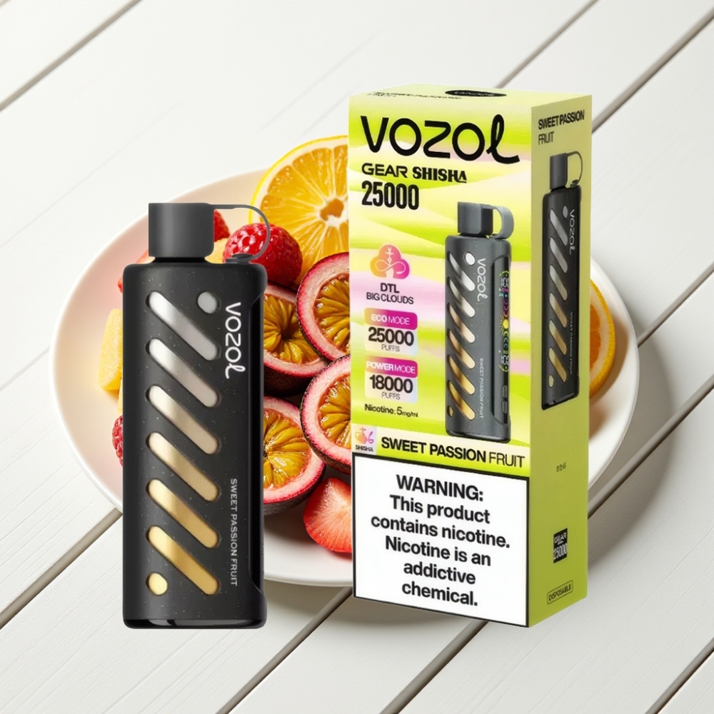 VOZOL Gear Shisha 25000 Puffs Vape Doce Maracujá com S.i.L.C Tech e Dual Mesh