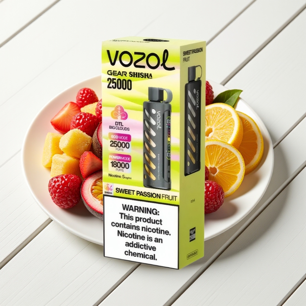 VOZOL Gear Shisha 25000 Puffs Vape Doce Maracujá com S.i.L.C Tech e Dual Mesh