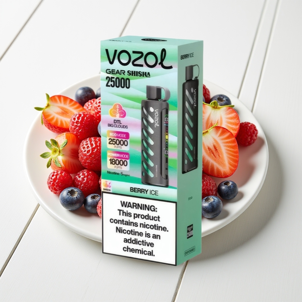 VOZOL Gear Shisha 25000 Puffs com Sabor Berry Ice, S.i.L.C Tech, 1000mAh, 5mg/ml