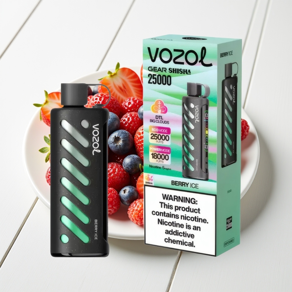 VOZOL Gear Shisha 25000 Puffs com Sabor Berry Ice, S.i.L.C Tech, 1000mAh, 5mg/ml