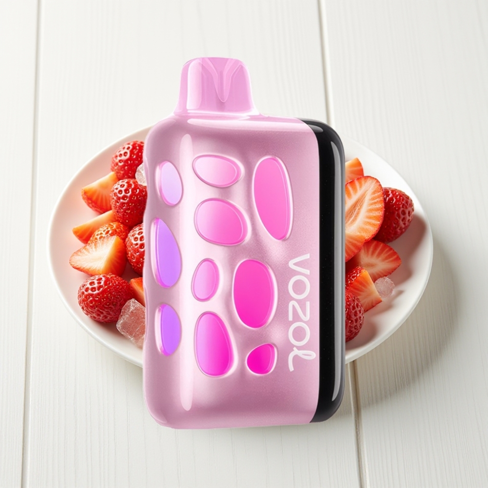 VOZOL RAVE 40000 Disposable Vape Morango Gelo com Design Vibrante 270°, Modo Festa e Bateria 1000mAh